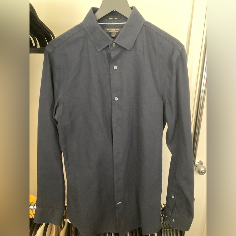 Banana Republic Dark Navy Grant Fit Dress Shirt